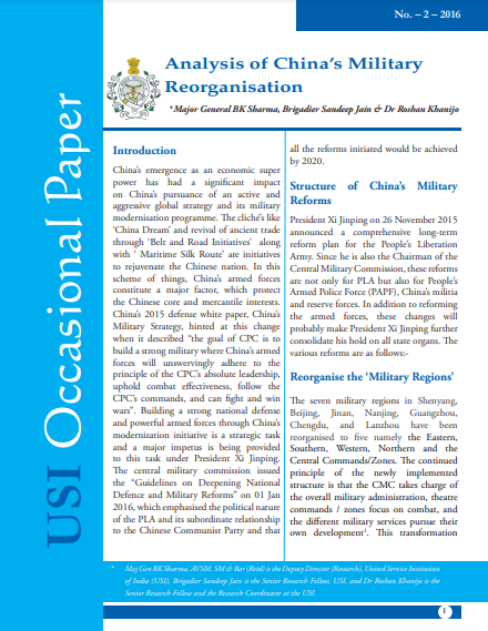 Analysis of China's Military Reorganisation (Vol No. 2- 2016)